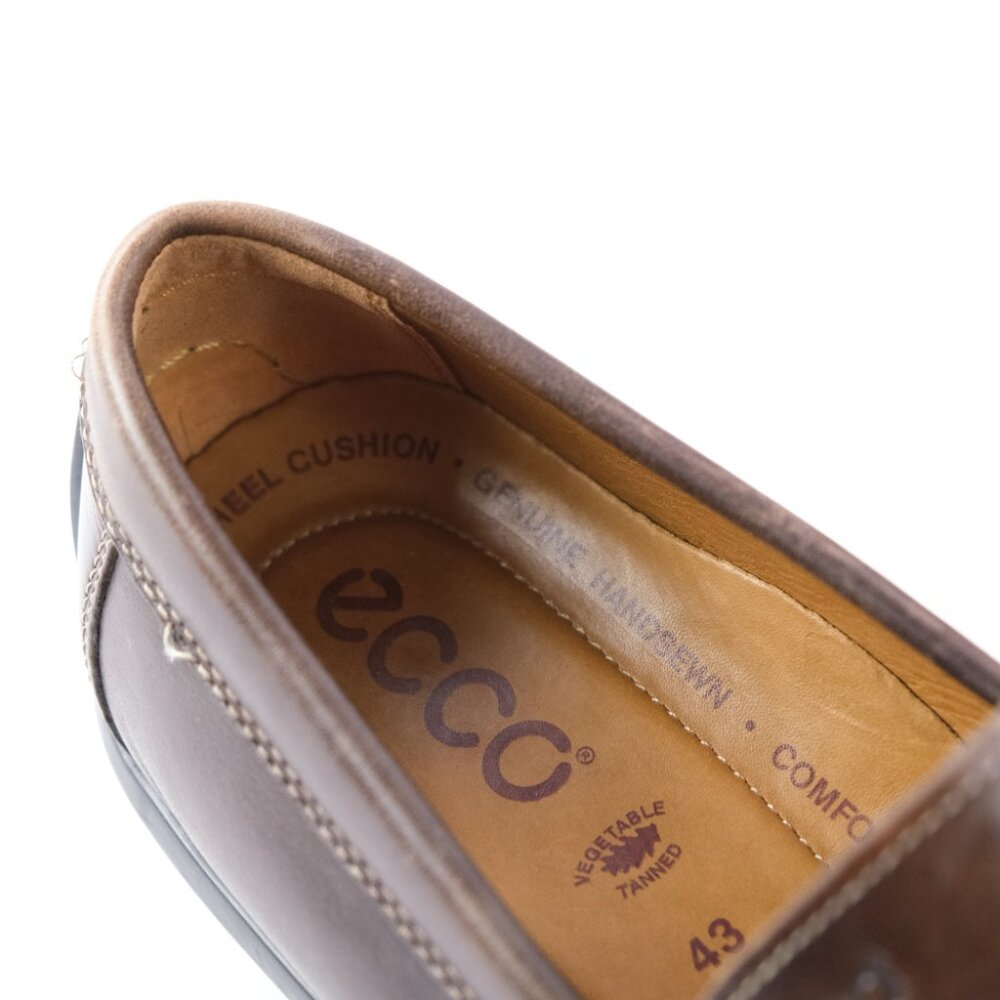 ECCO Brown Moch Tie Driving Loafers Sz. 43 Leather Slip on Shoes 9.5 Mens - Picture 5 of 6